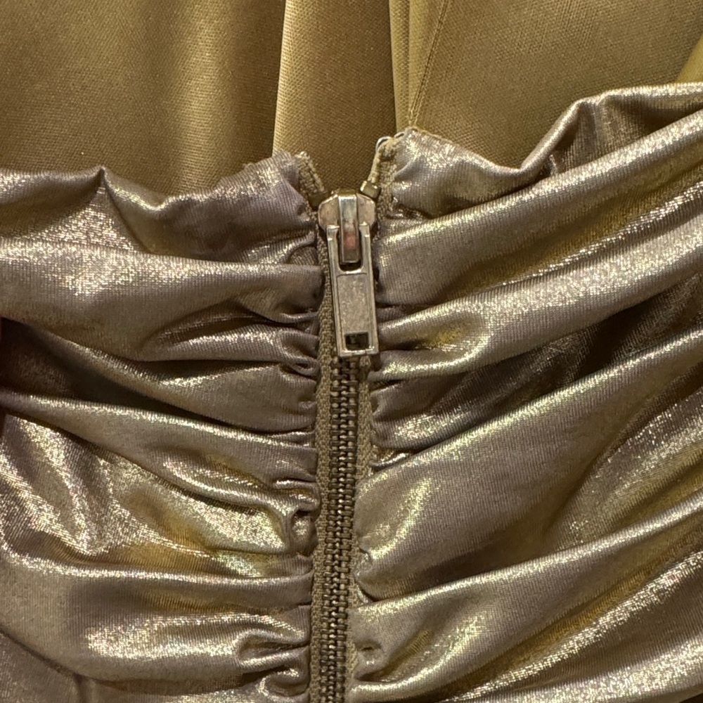 bebe Gold Backless Ruched Dress - Picture 6 of 8